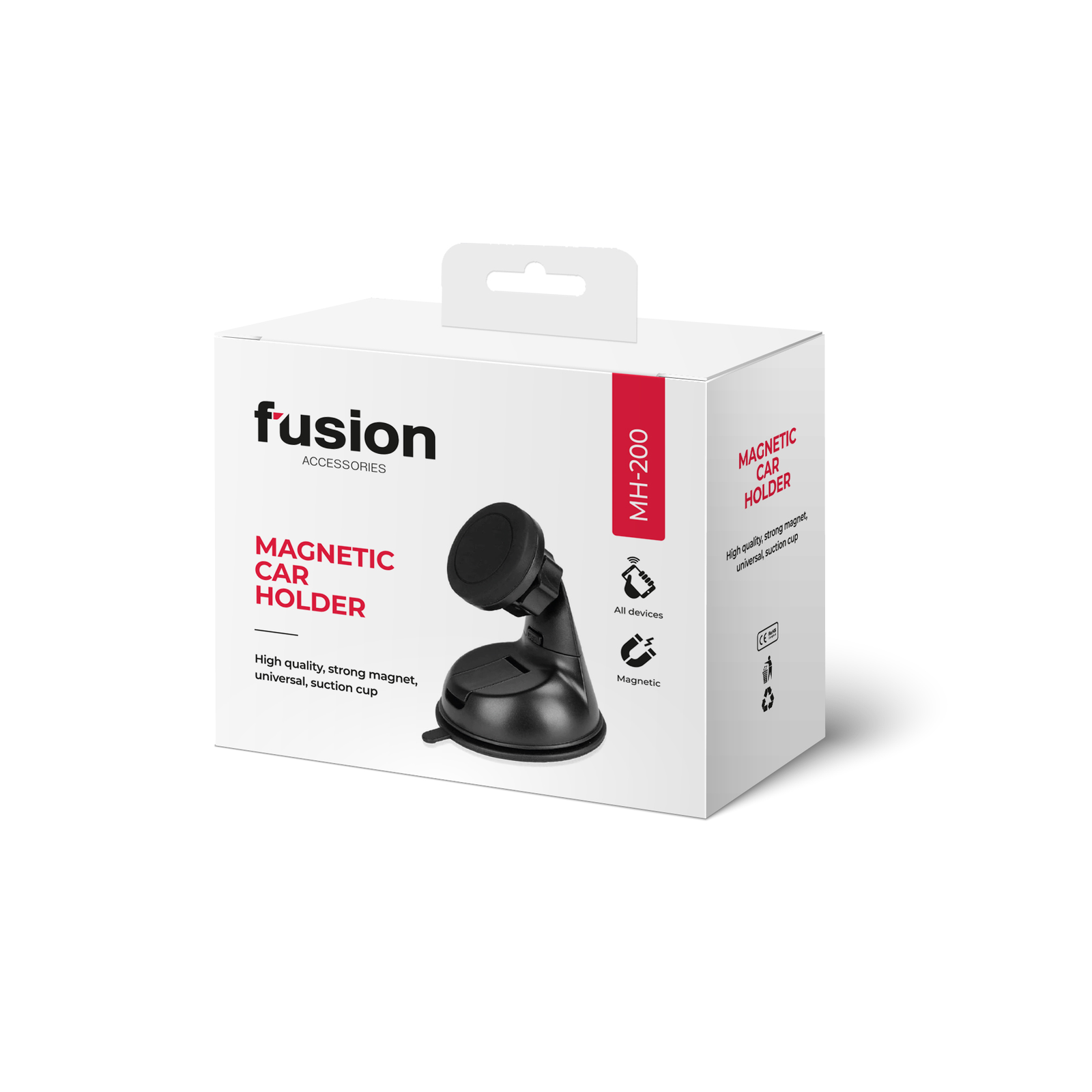 Fusion MH-200 Mágneses mobiltelefon autós tartó - Fekete (FUSMH200)