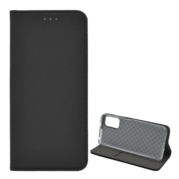 Tok álló, bőr hatású (FLIP, oldalra nyíló, asztali tartó funkció, rombusz minta) FEKETE [Xiaomi Redmi Note 10 5G (Poco M3 Pro 5G)] (5996591088112)