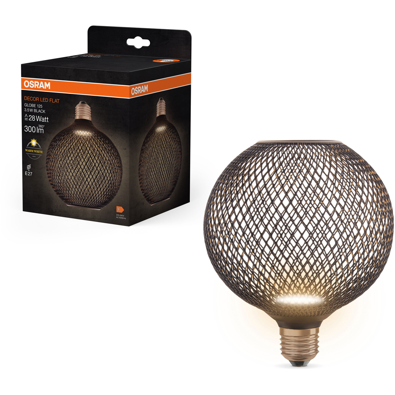 OSRAM LED izzó, 3,5 W, E27, GLOBE BLACK, meleg fehér (4058075840126)