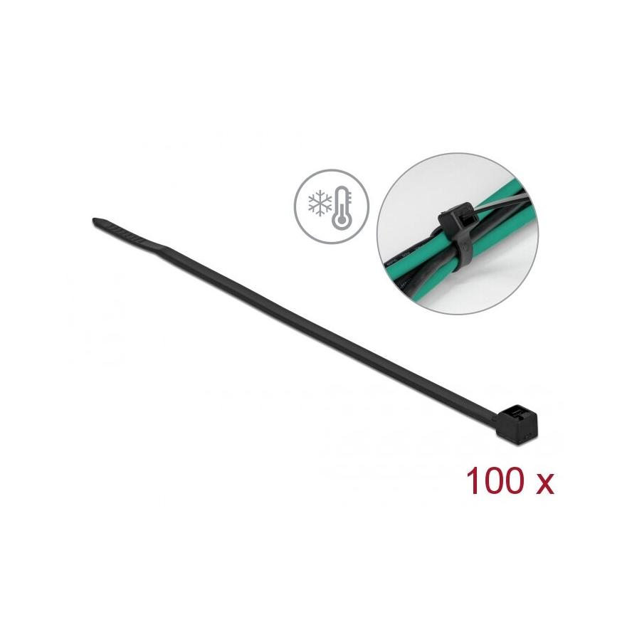 Delock 19186 kábel kötegelő - Fekete (100db/csomag) (19186)