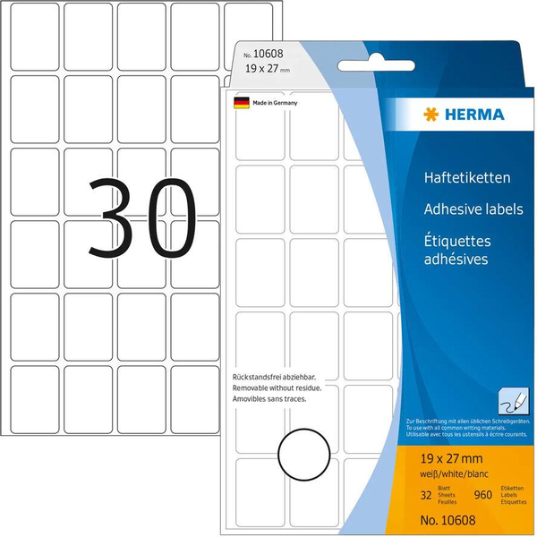 HERMA Vielzwecketiketten weiß 19x27 mm ablösbar  720 St.