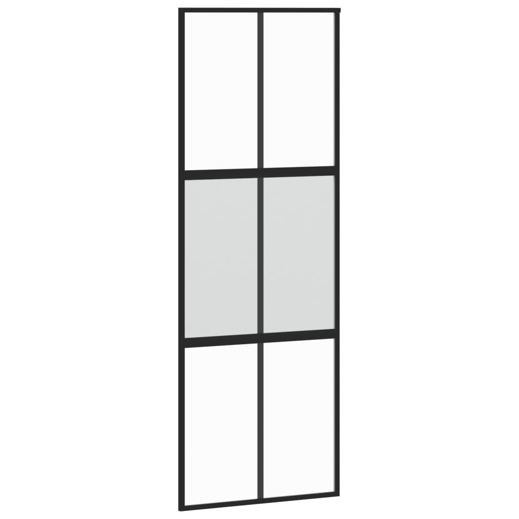 fekete edzett üveg és alumínium tolóajtó 76 x 205 cm (155210)