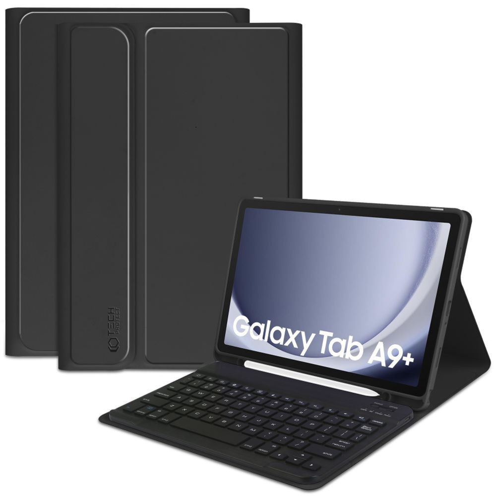 Samsung Galaxy Tab A9 Plus (11.0) SM-X210 / X215 / X216B, Bluetooth billentyűzetes mappa tok, érintőceruza tartó, TP SC Pen + Keyboard, fekete (TS3883)