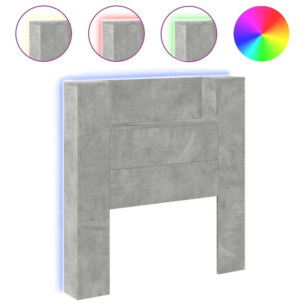 betonszürke áthidalószekrény LED-világítással 100x16,5x103,5 cm (839234)