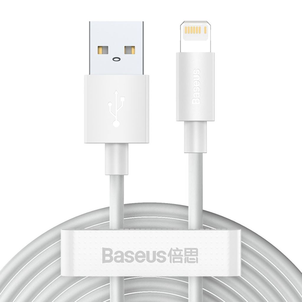 Baseus Simple Wisdom USB kábel Lightning, 2.4A, 1.5m, 2db, fehér (TZCALZJ-02) (TZCALZJ-02)