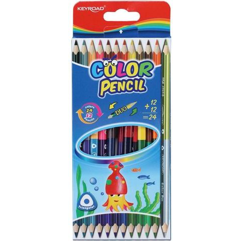Keyroad Duo Színes Ceruza Készlet - 12 db, Kétvégű, Háromszögletű (30641786)