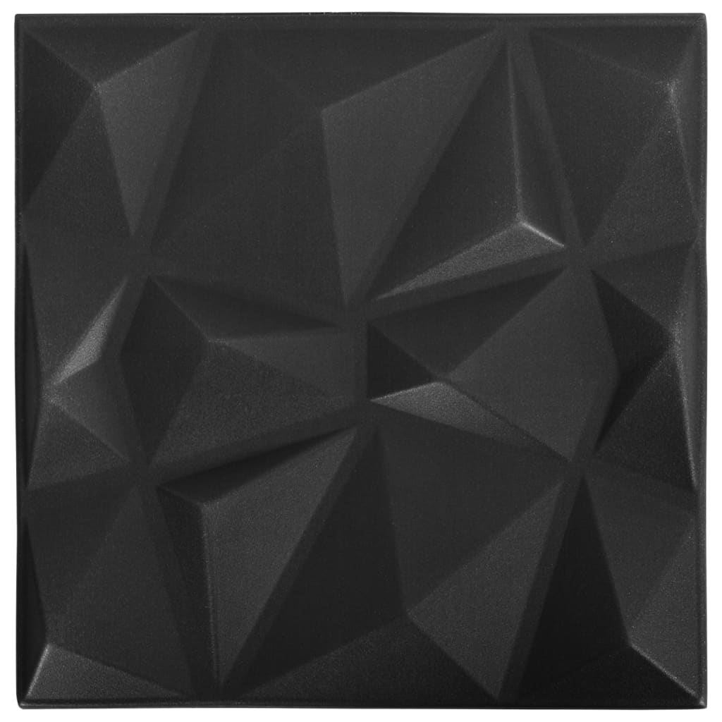 24 darab gyémánt fekete 3D fali panel 50 x 50 cm 6 m² (150915)