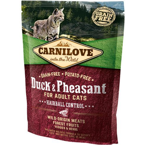 Carnilove Cat Adult Duck & Pheasant Hairball Control- Kacsa és Fácán Hússal 400g (VAT006426)