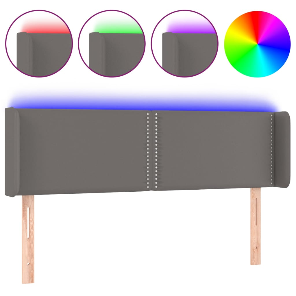 szürke műbőr LED-es fejtámla szárnyakkal 147x16x78/88 cm (3123190)