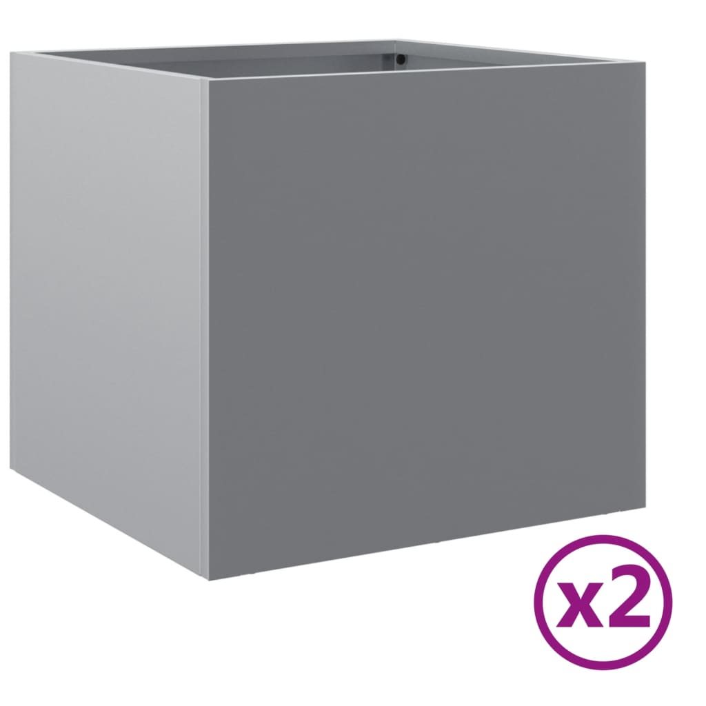 2 db ezüstszínű horganyzott acél növénytartó 42 x 40 x 39 cm (841546)