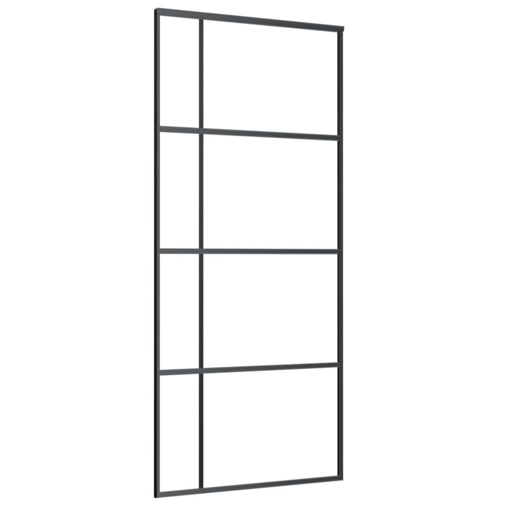 fekete matt ESG üveg és alumínium tolóajtó 90x205 cm (151683)