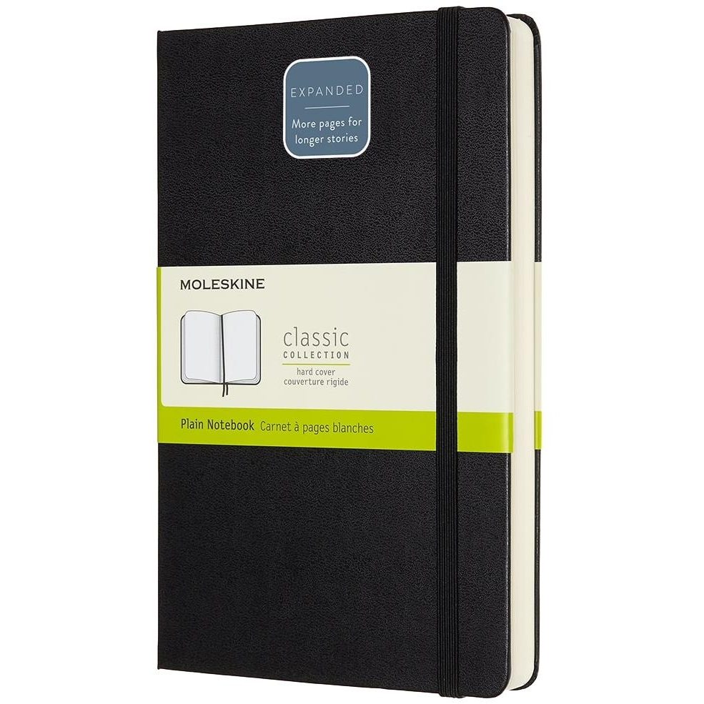 MOLESKINE L expanded, kemény kötés, sima, fekete (QP062EXP)