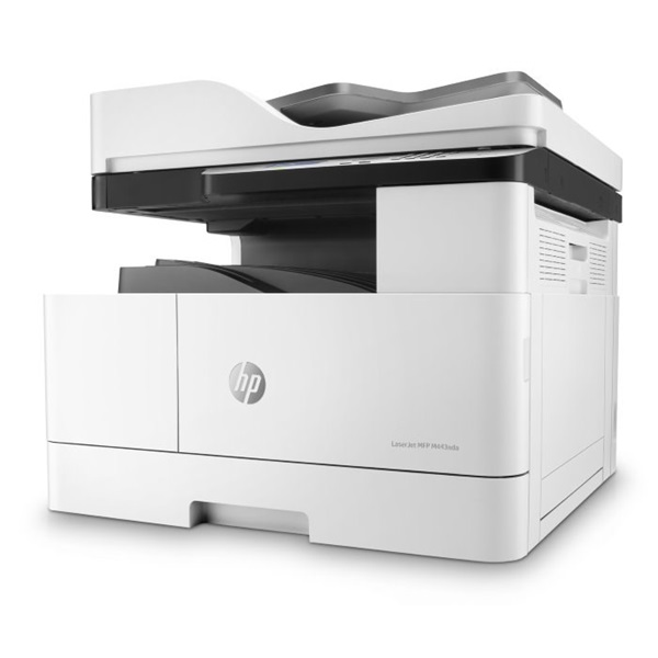HP Lézer MFP NY/M/S HP LaserJet M443nda A3, fekete, 512MB, USB/Háló, A4 25lap/perc FF, 600x600dpi, Duplex, DADF (8AF72A#B19)