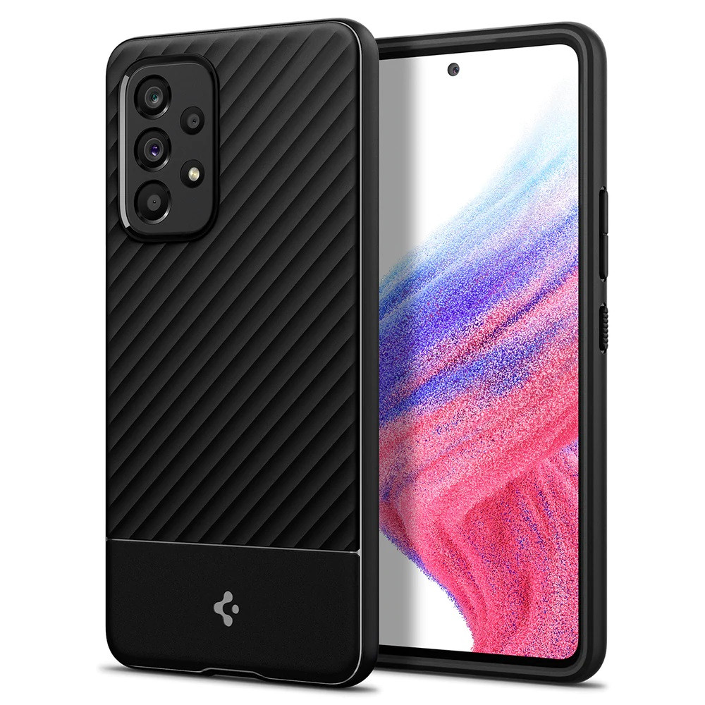 Samsung Galaxy A53 5G SM-A536U, Szilikon tok, Spigen Core Armor, karbon minta, fekete (S65323)