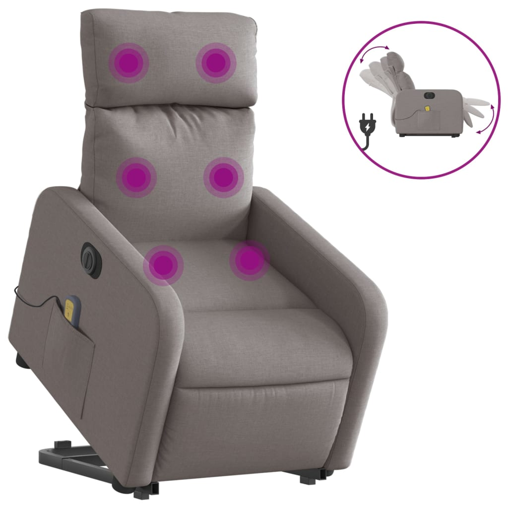 tópszínű szövet dönthető elektromos álló masszázsfotel (3206733)