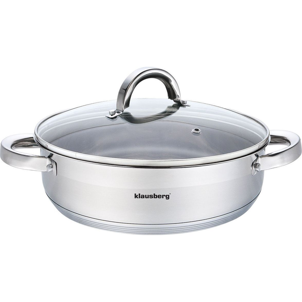 Klausberg Premium Lábos 3.5L, Ø24 cm- Rozsdamentes Acél, Edzett Üveg Fedő KB-7172