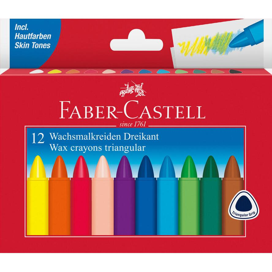 FABER-CASTELL Wachsmalstifte dreikant 12-er Kartonetui (120010)