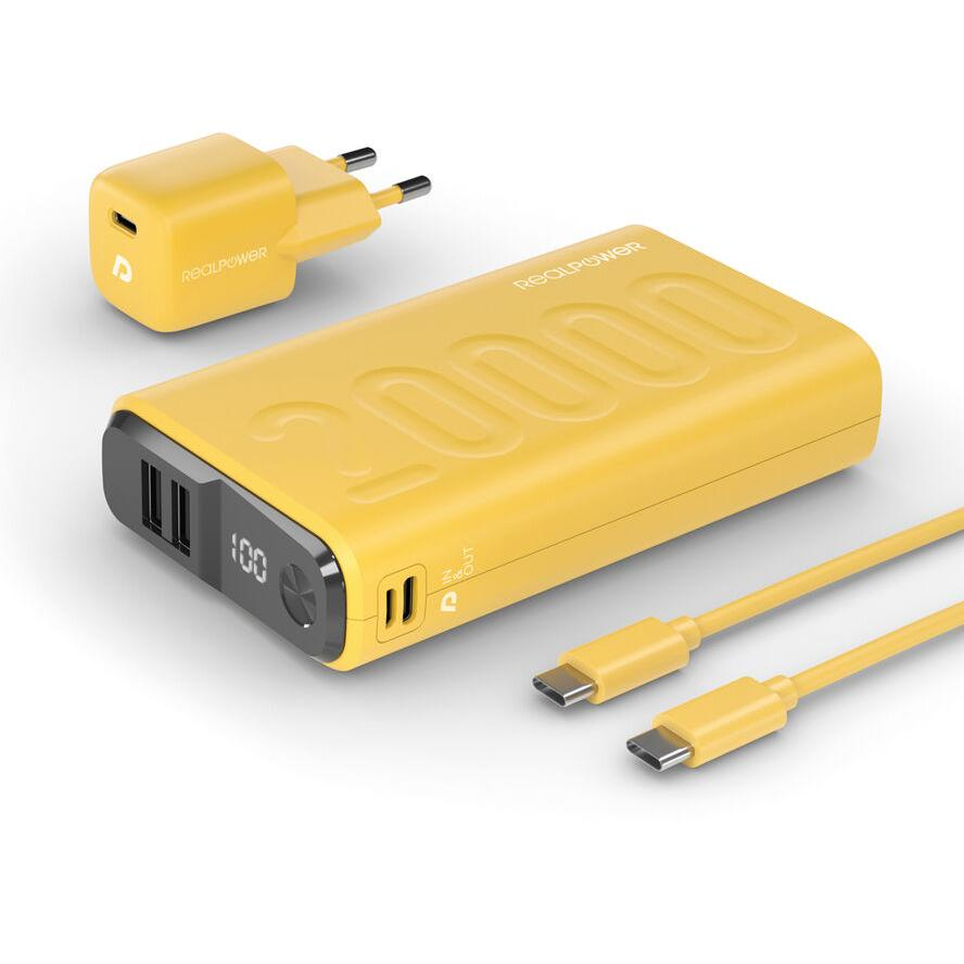 RealPower PB-20000 Power Bank 20000mAh Sárga (390655)