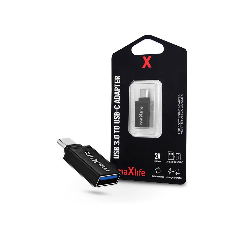 Maxlife USB - USB Type-C OTG adapter - Maxlife USB 3.0 To USB-C Adapter - 2A - fekete (TF-0130)