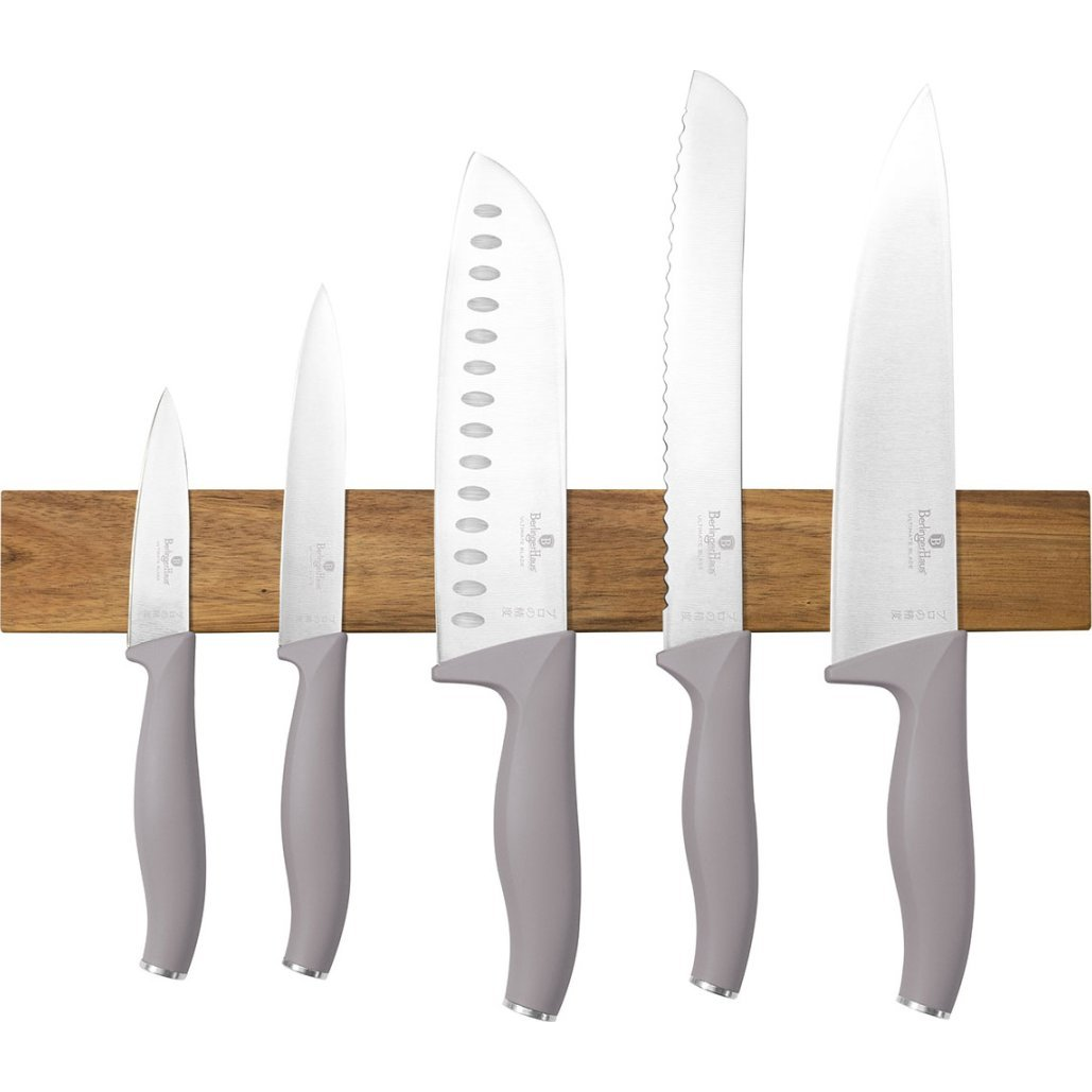 BerlingerHaus BH/2946 Taupe Collection 6 Részes Késkészlet - Akácfa, Mágneses Akasztóval, Rozsdamentes Acél, Matt Taupe (BH-2946)