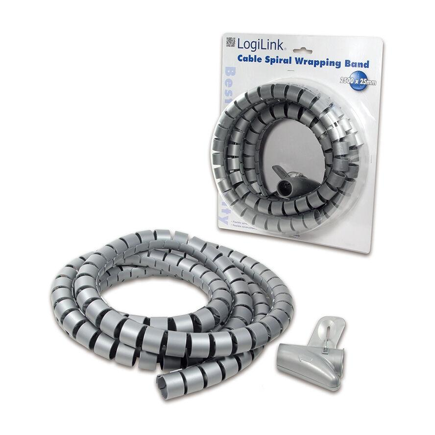 LogiLink KAB0013 Flexibilis 2500x25mm spirál kábelrendező cső - Ezüst (KAB0013)