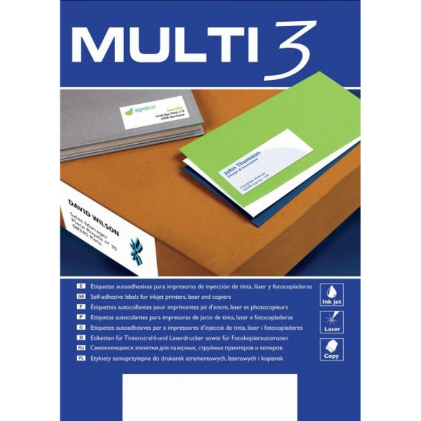 Etiquetas Autoadhesivas Multi3 A4 105 X 37mm - 100 Hojas