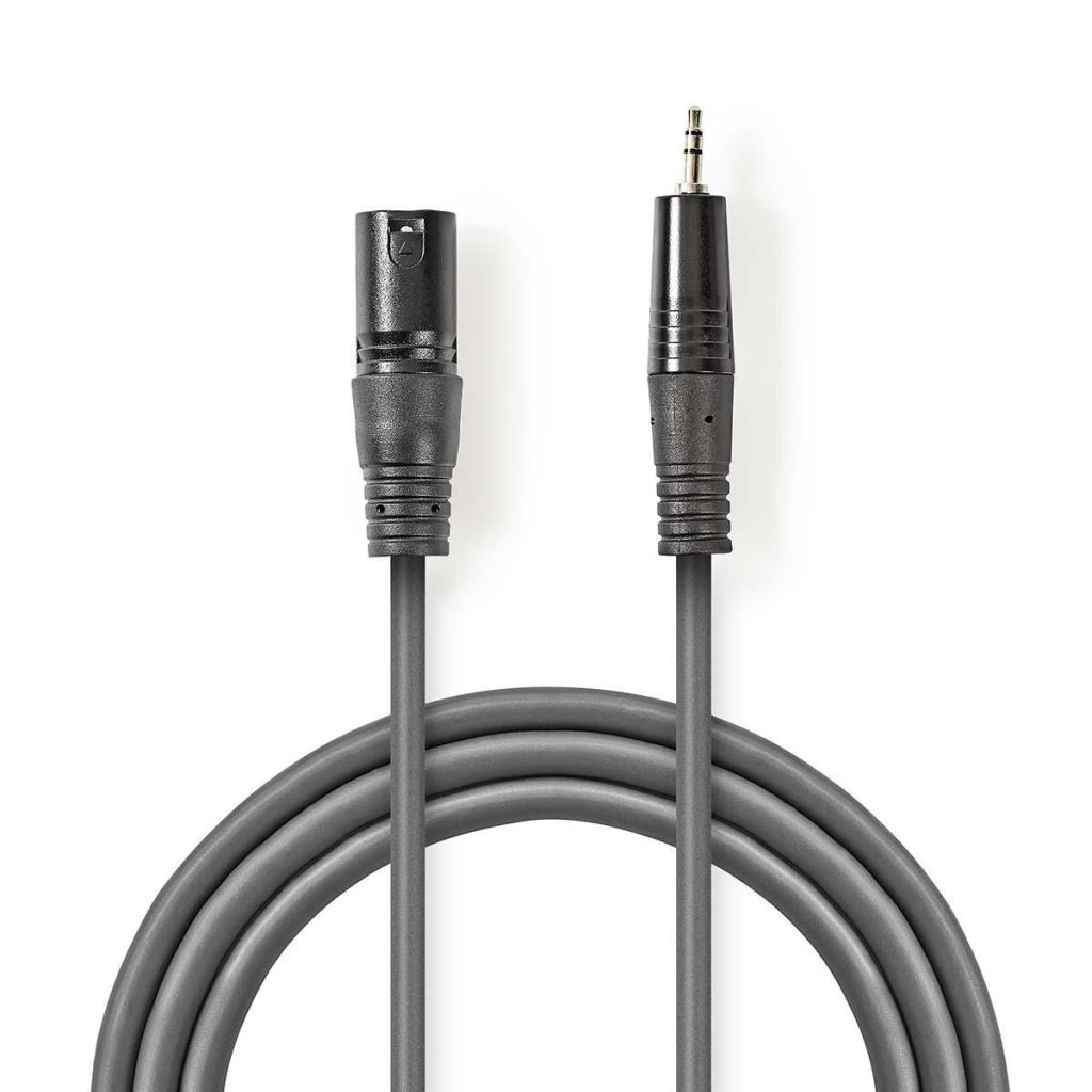 Nedis XLR 3-Tűs Dugasz, 3.5 mm Dugasz, PVC, nikkelezett, szimmetrikus audió kábel , 3m, sötét szürke (COTH15300GY30) (COTH15300GY30)