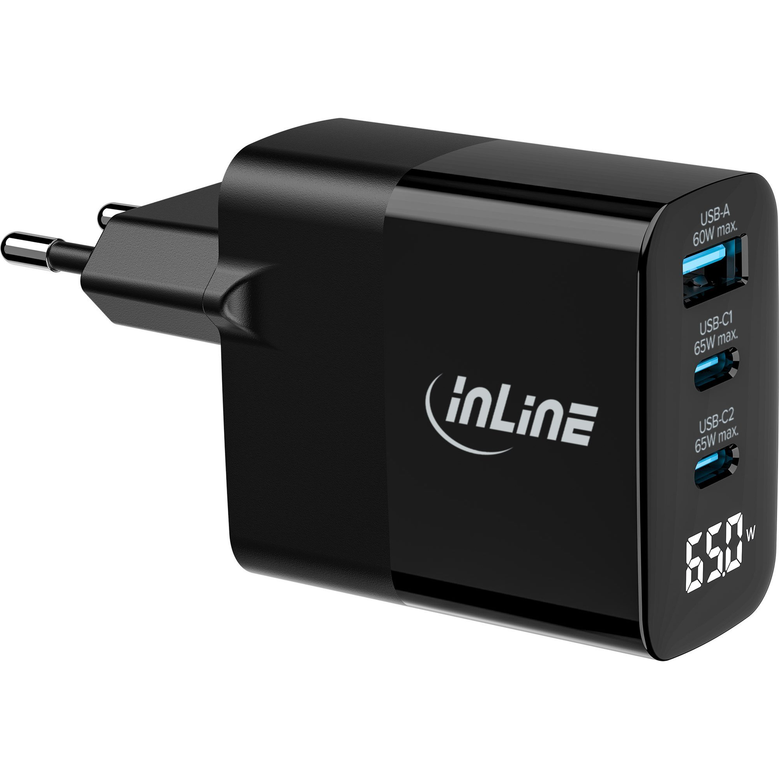 InLine 31552 mobiltelefon töltő Univerzális Fekete Váltakozó áram Gyorstöltés Beltéri