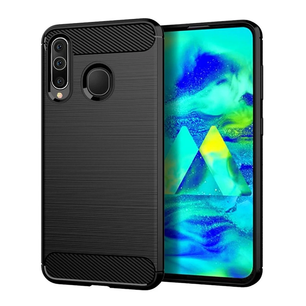 Samsung A20S készülékhez Carbon tok fekete