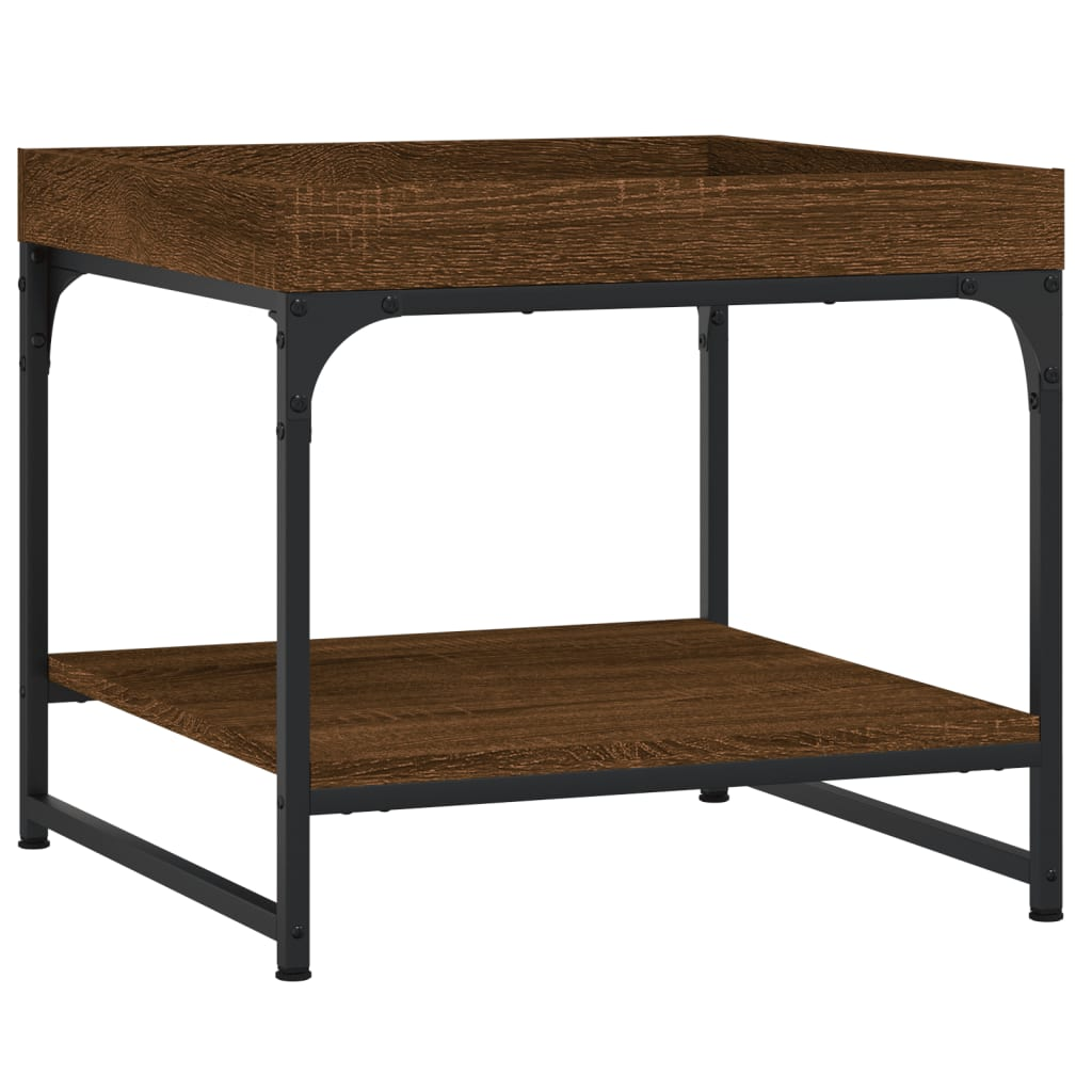 barna tölgyszínű szerelt fa dohányzóasztal 49,5x49,5x45 cm (832812)