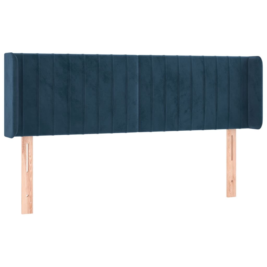 sötétkék bársony fejtámla 147x16x78/88 cm (3119058)