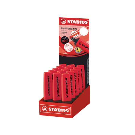 Zvýrazňovač STABILO BOSS ORIGINAL, skutočná červená, balenie 15 ks