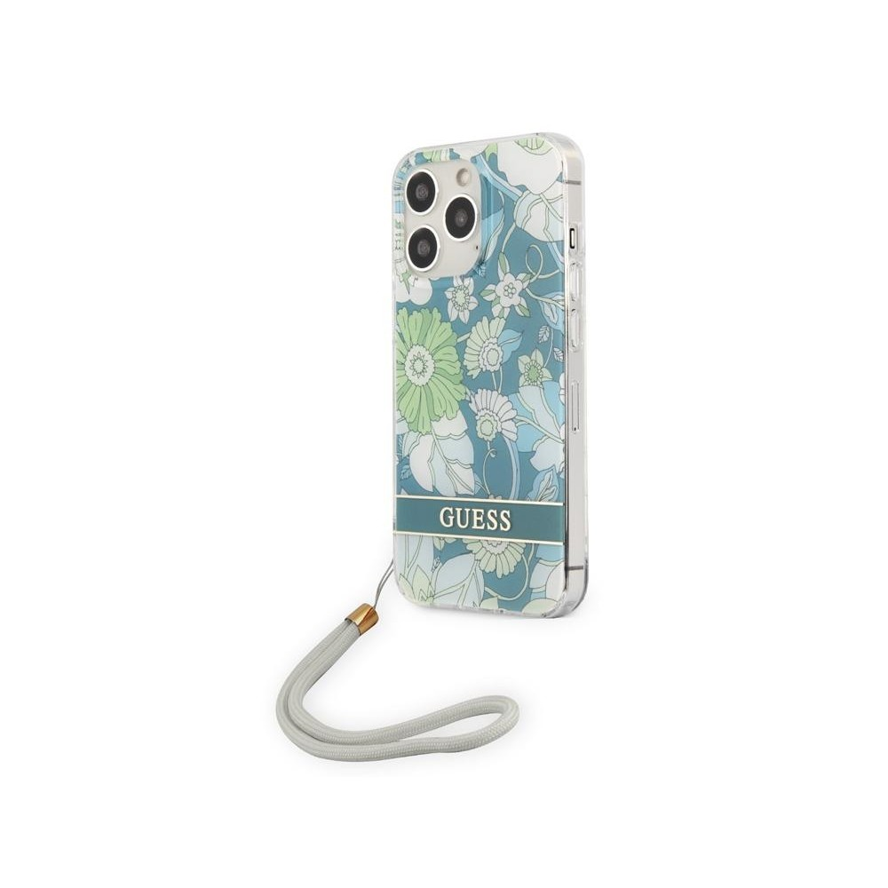 Guess Flower Cord Apple iPhone 13 Pro Tok - Zöld/Mintás (GUHCP13LHFLSN)