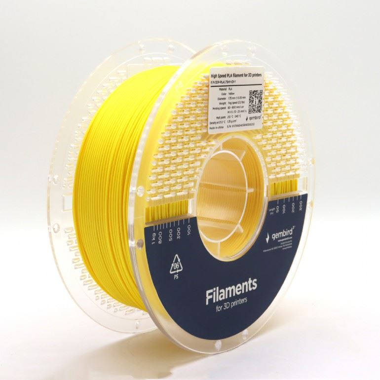 Gembird High Speed PLA filament 1.75mm, 1kg sárga (3DP-PLA1.75HY-01-Y) (3DP-PLA1.75HY-01-Y)