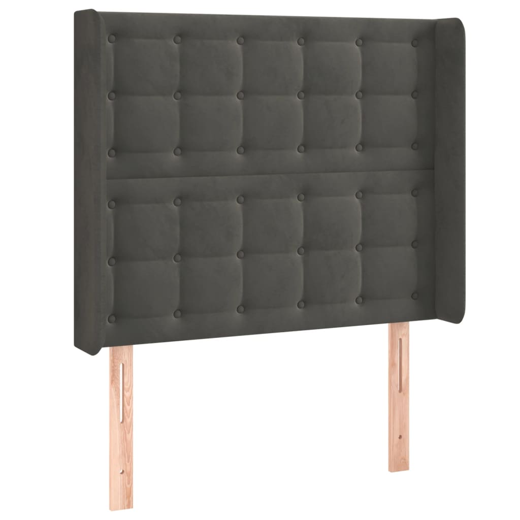 sötétszürke bársony fejtámla szárnyakkal 93x16x118/128 cm (3120051)
