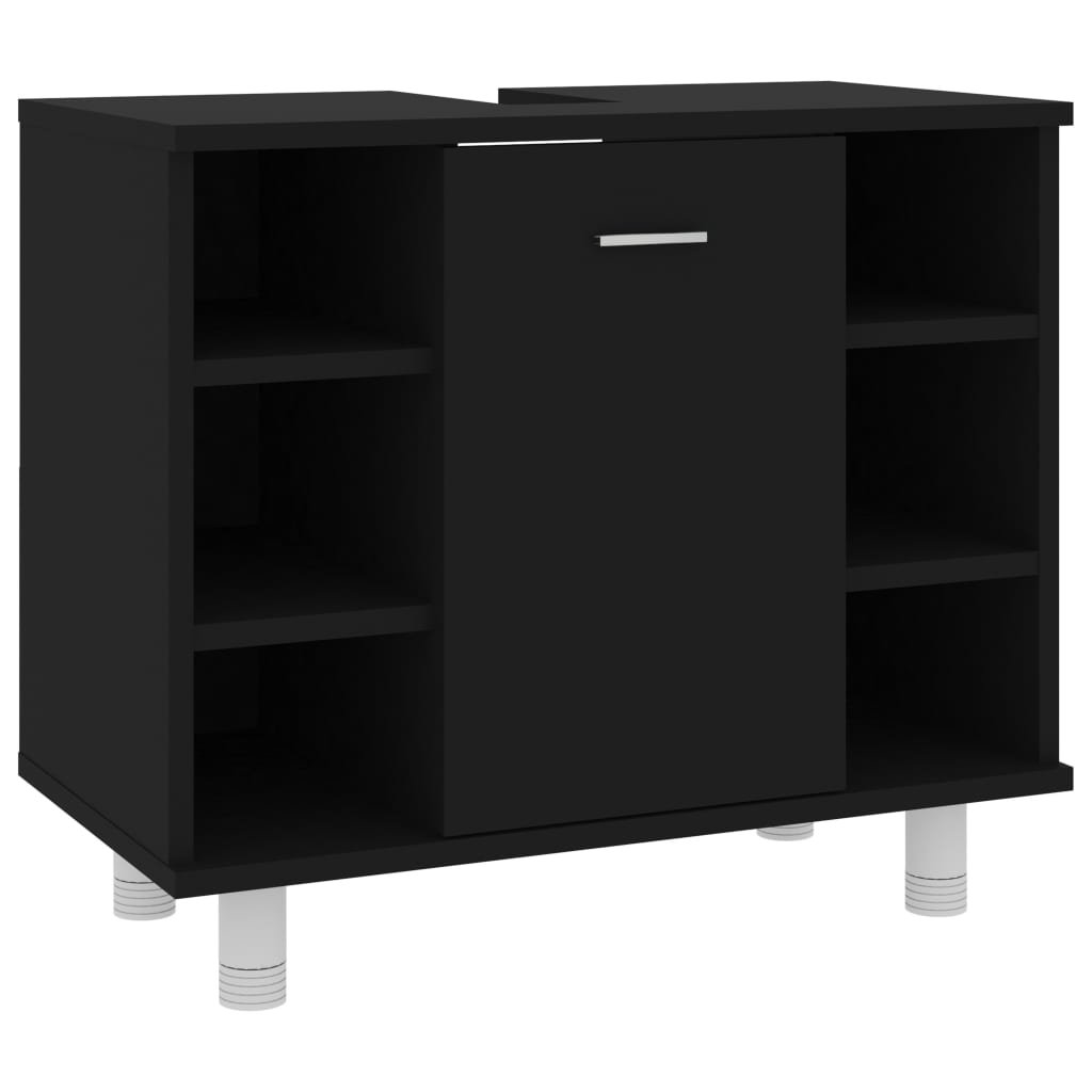 fekete forgácslap fürdőszobaszekrény 60 x 32 x 53,5 cm (802634)
