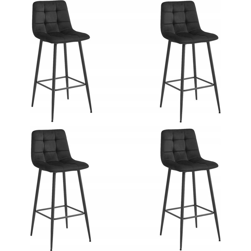 Hocker ARCETO - Fekete Bársony / Fekete Lábak x 4 (model_3850_4-ARCETO-MONX86)