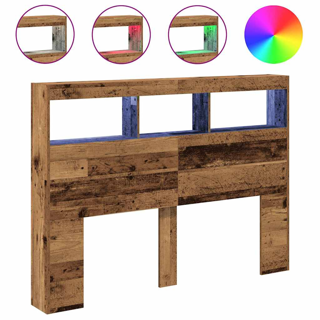 antik fa áthidalószekrény LED-világítással 140 x 17 x 102 cm (863128)