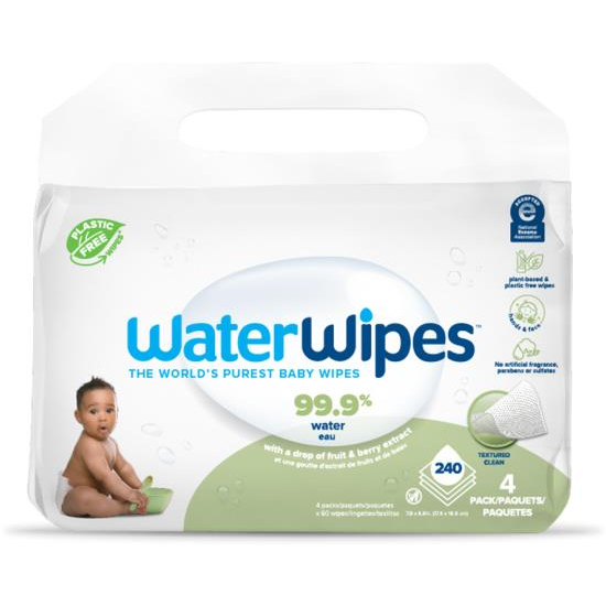 WATERWIPES Soapberry, műanyagmentes, 240 darab (4×60 darab)