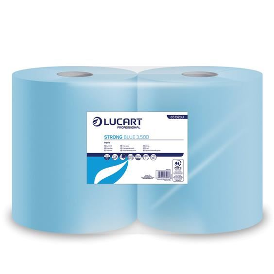 Lucart Strong Blue 3500 törlőkendő, tekercses 3 rétegű kék (851323) (L851323)