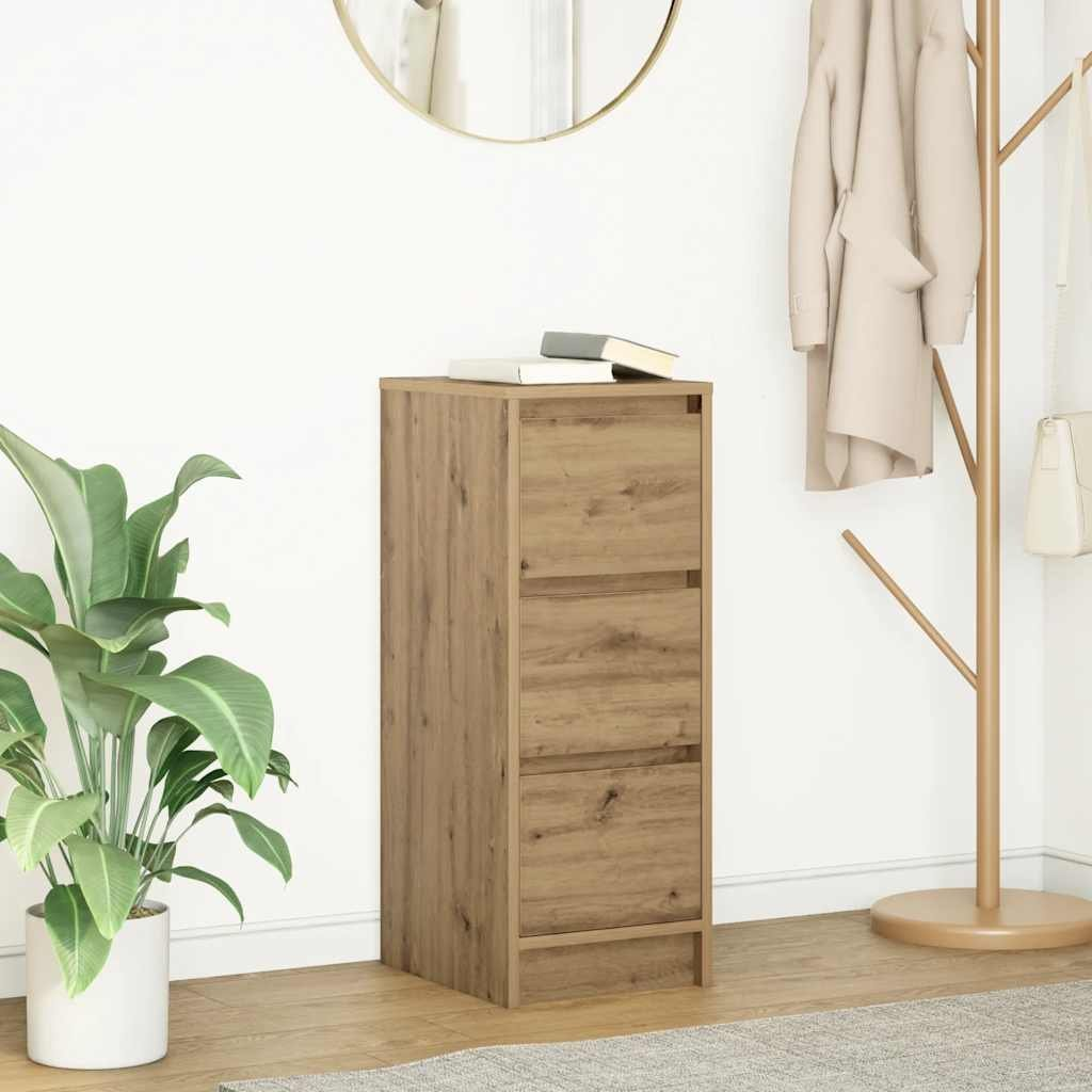 kézműves tölgy színű szerelt fa tálalószekrény 29,5x34x76 cm (861642)