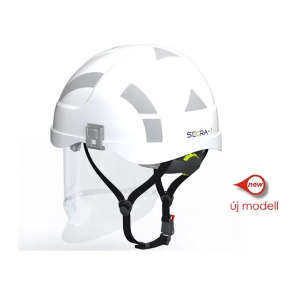 SECRA Fejvédősisak beépített ívvédő álarccal és állszíjjal, VDE, 1000V szigetelt, FAM fogyasztásmérőhelyi munkához is, 1 (107-H058S-W)
