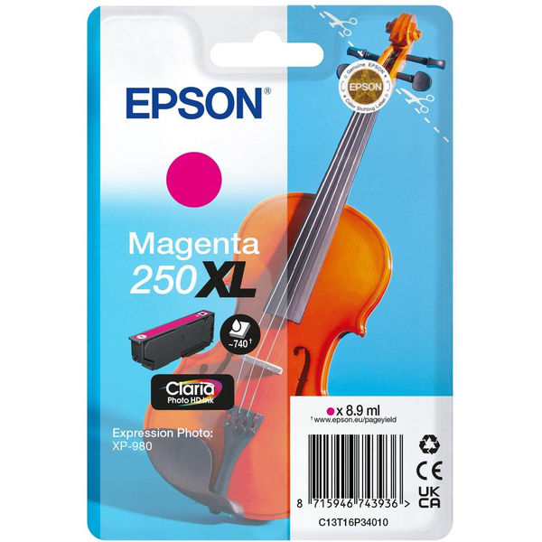 Epson 250XL Violin Claria Photo HD inktcartridge 1 stuk(s) Origineel Hoog (XL) rendement Magenta