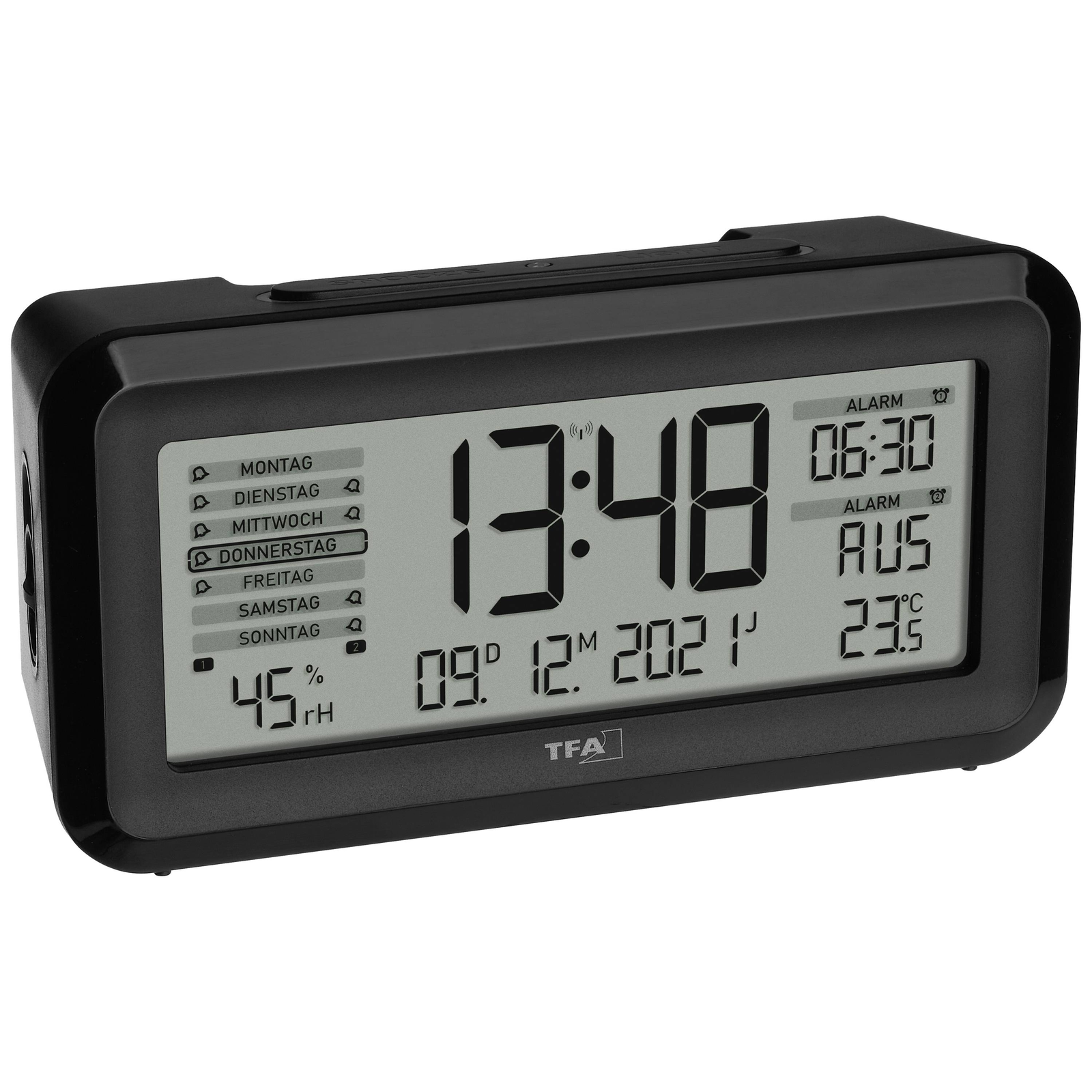 TFA 60.2562.01 Ébresztőóra - Fekete (60.2562.01)