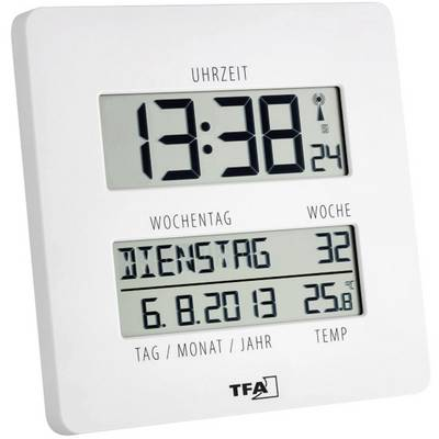 TFA Rádiójel vezérelt óra, Time Line (H x Sz x Ma) 27 x 195 x 195 mm Fehér