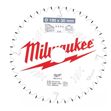 Milwaukee 4932471314 Körfűrészlap - 190x30x2,4 mm, Fogszám: 40 db (4932471314)