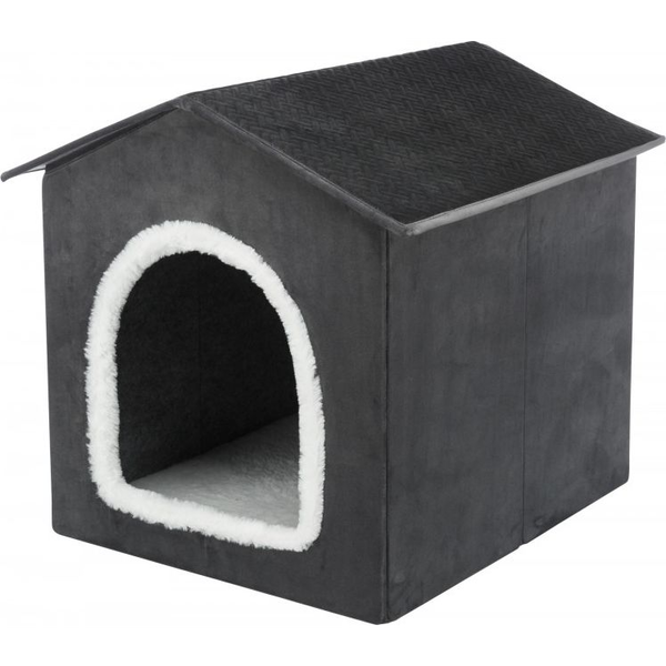 Cama Cueva Para Mascotas Livia Gris Y Blanco 50x50x54 Cm Trixie
