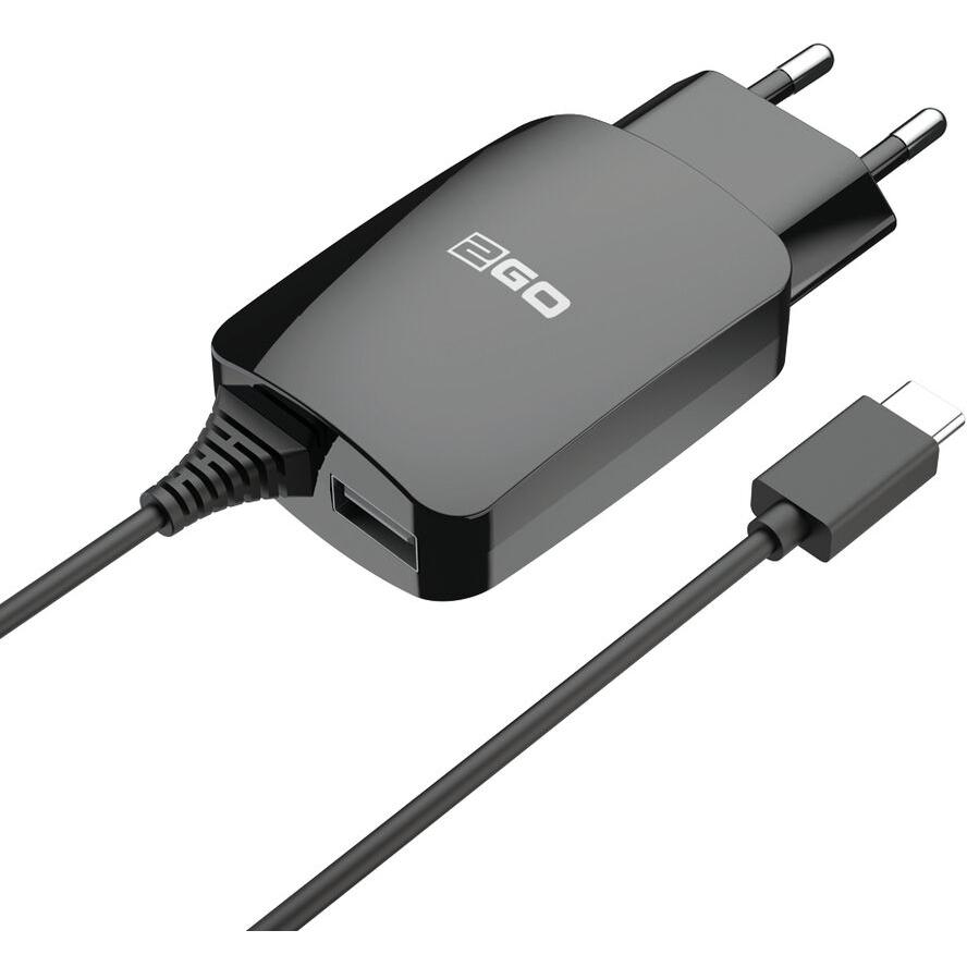 2GO USB-Netz-Ladegerät DUO USB Type-C 3.1, 1x USB 2400mA sw (797167)