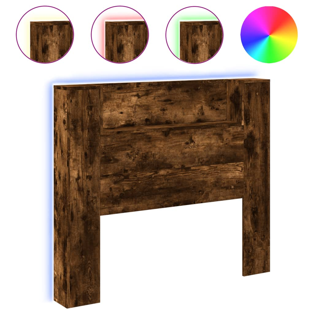 füstös tölgy színű áthidalószekrény LED-ekkel 120x16,5x103,5 cm (839242)
