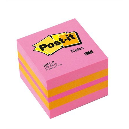 Post-it 51x51mm öntapadó jegyzettömb (400 lap) - Rózsaszín (FT510091737)